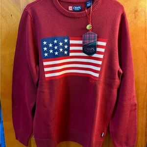Chaps Men's Burgundy Flag Crewneck Sweater